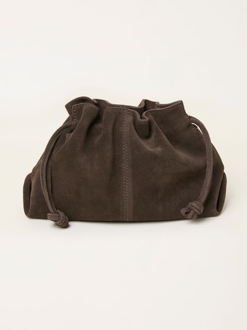FatFace Chocolate Brown Suede Ruched Crossbody Bag
