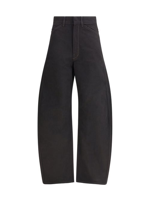 Barrel-Cut Cotton Trousers — Black