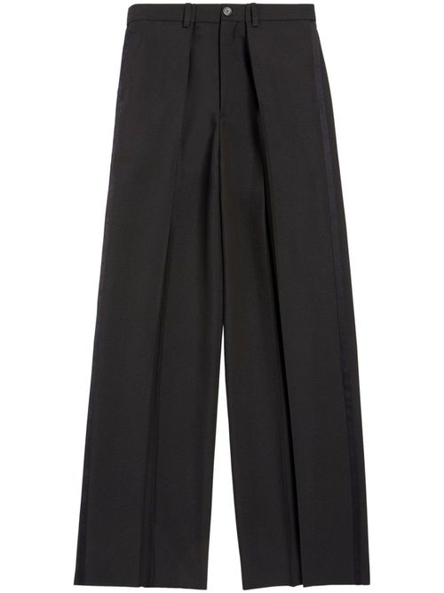 Pleated wool tailored trousers - Black