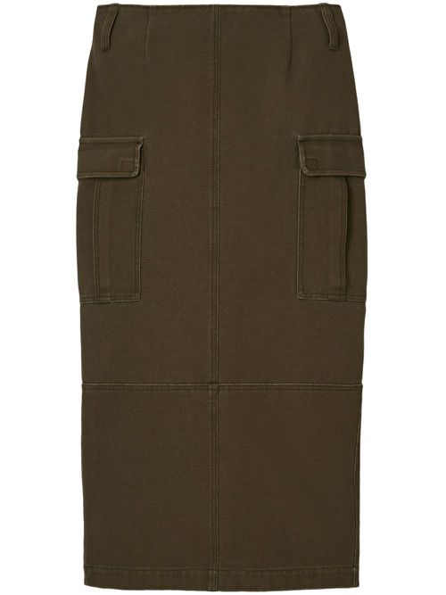 Cargo-pocket canvas midi skirt - Green