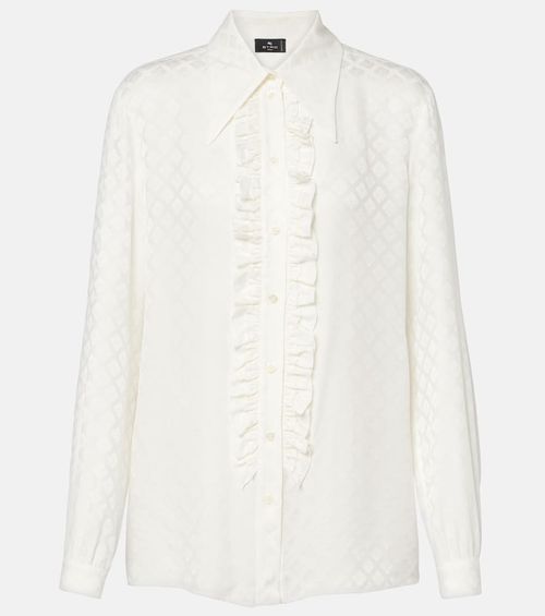 Printed silk-blend satin blouse