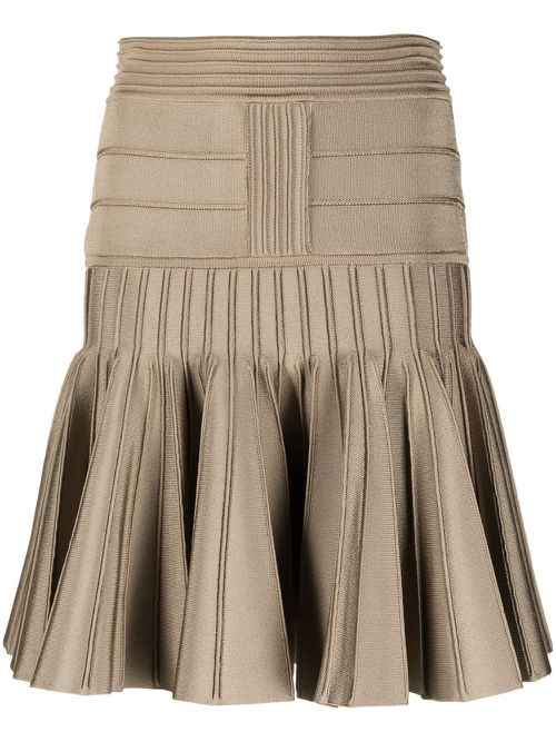 Pleated knit miniskirt - Neutrals