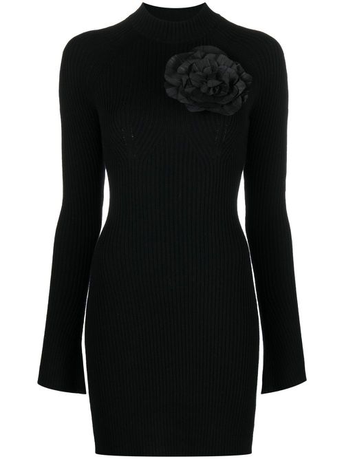 Cut-out wool mini dress - Black