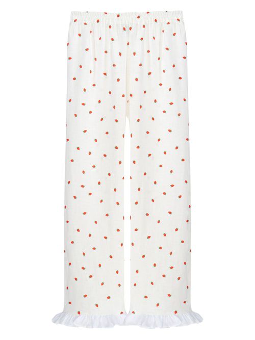 Ruffled-hem lounge trousers - White