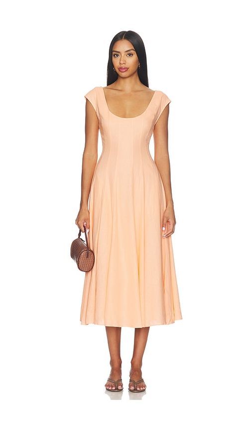 GUIZIO Leila Linen Dress in Peach. L. Also in M