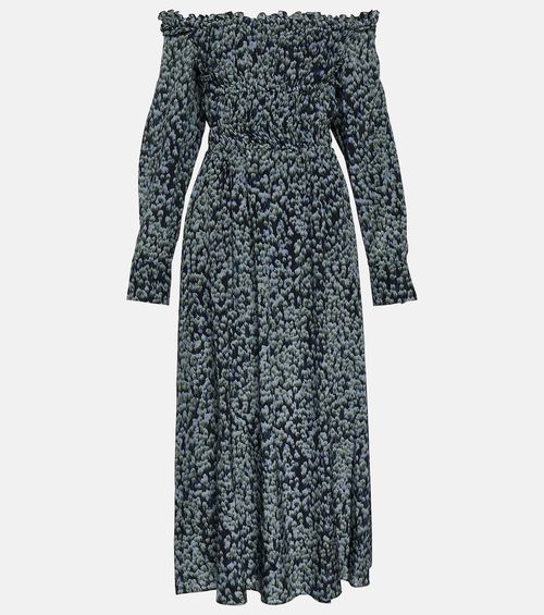Lillian printed silk midi dress