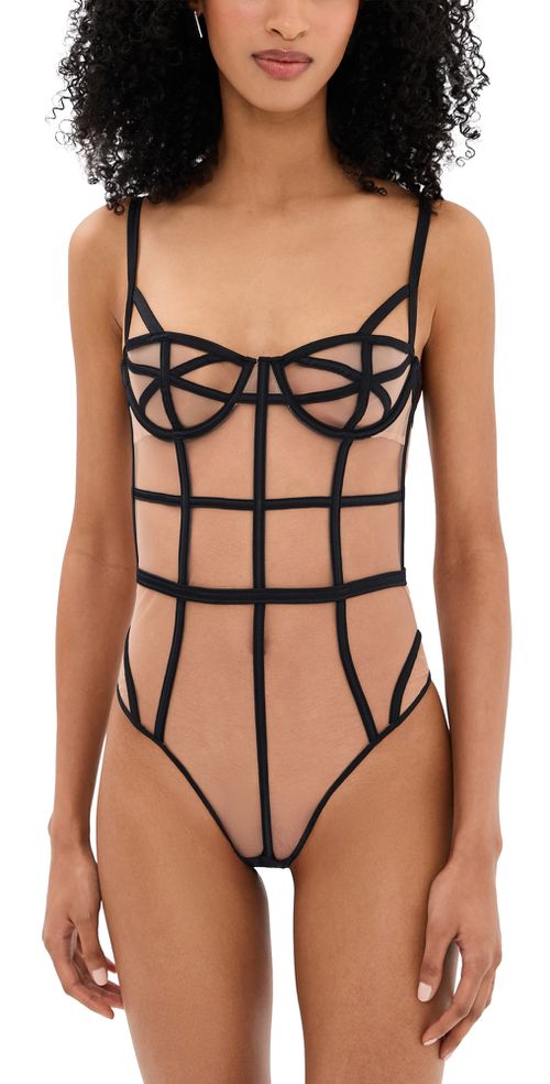 Caged Bodysuit Black