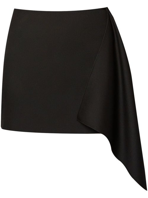 Drape-detail wool mini skirt - Black