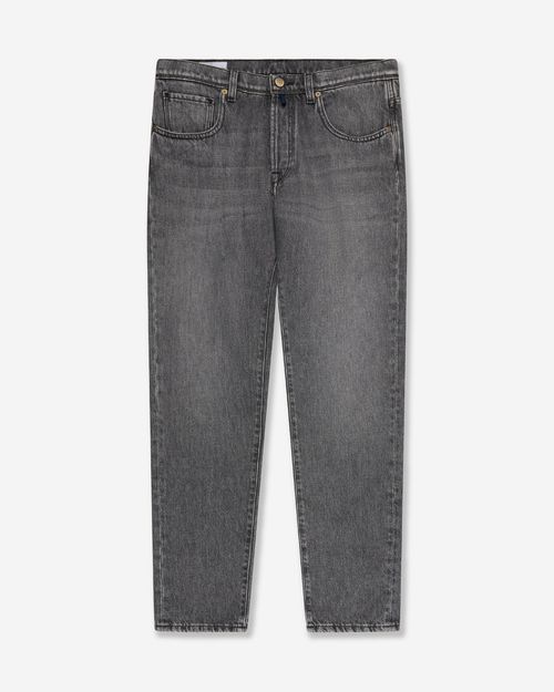 Tapered fit cotton five-pocket trousers Grey