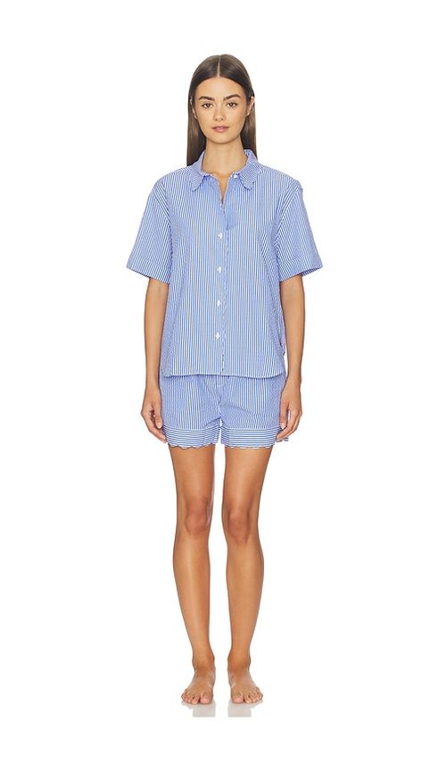 Polo Ralph Lauren Intimates Short Sleeve Scallop Short Set in Blue. - XXS also in XS, S, M