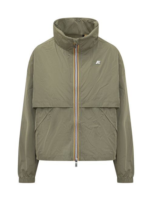 Green Solid Mandarin Collar Jacket