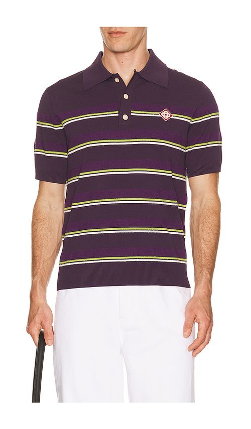 Casablanca Stripe Polo Shirt in Purple. XL/1X. Also in
