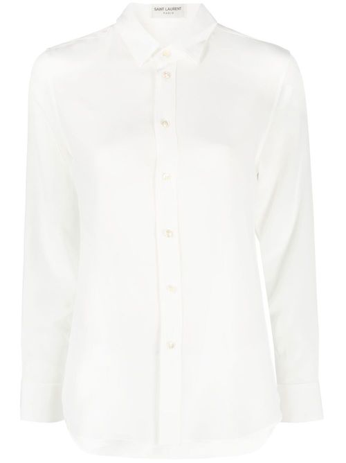 Classic collar silk shirt - White