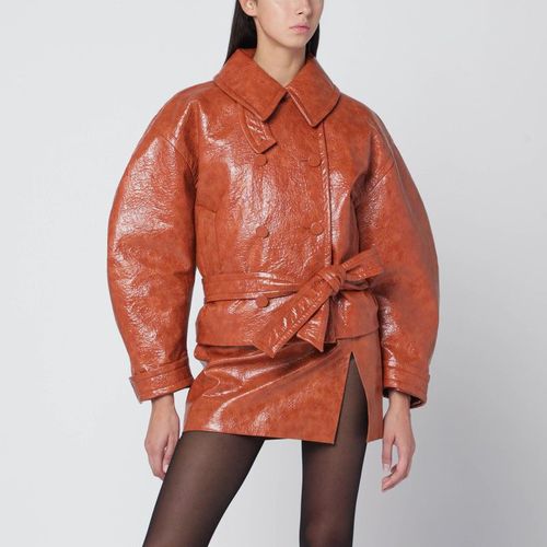 The Andamane Tan Leather-Effect Belted Jacket