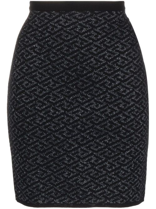 Monogram-jacquard knit skirt - Black