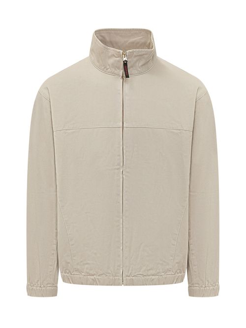 Beige Solid Mock Collar Jacket
