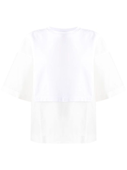 Semi-sheer panelled cotton T-shirt - White