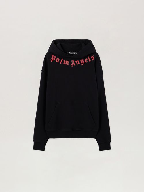 Neck Logo Hoodie Man  Black Red