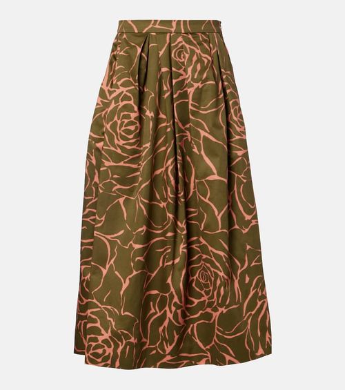 Floral cotton midi skirt