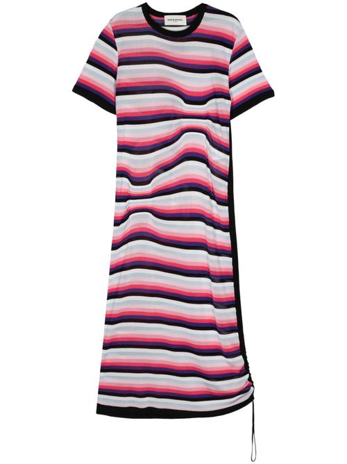 Striped asymmetric midi dress - Pink