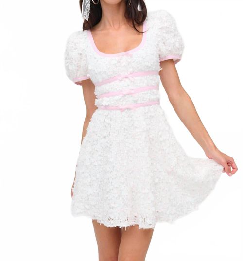 For Love And Lemons | Stacked Blossom Lace Mini Dress In White | Realry