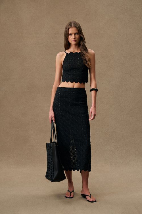 St. Agni for FWRD Doily Column Skirt in Black - Black. XL also in L
