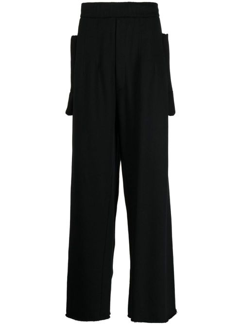 Detailed-pocket wide-leg trousers - Black