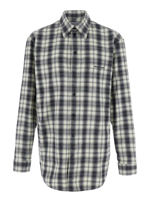Plaid Cotton Flannel Shirt — Gray