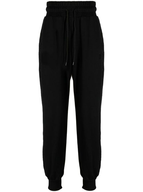 Side-stripe cotton track pants - Black