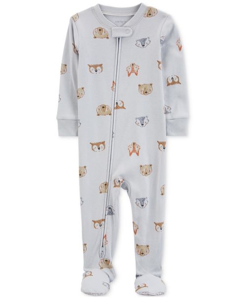 Baby Boys and Baby Girl 2 Way Zip One-Piece 100% Snug Fit Cotton Footed Pajamas - Gray