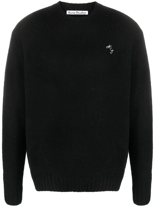Embroidered-logo wool jumper - Black