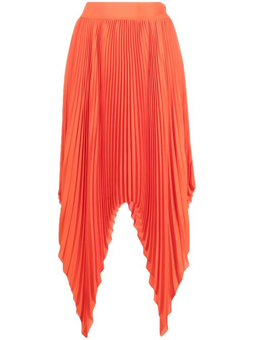 Asymmetric pleated skirt - Orange