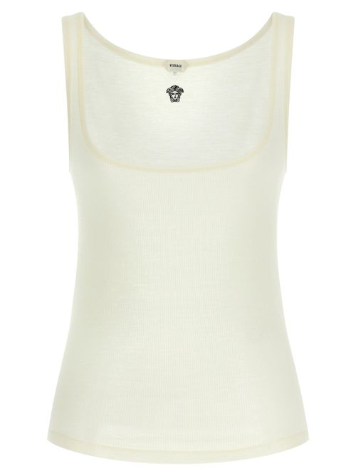 Virgin Wool Ribbed Tank Top — White