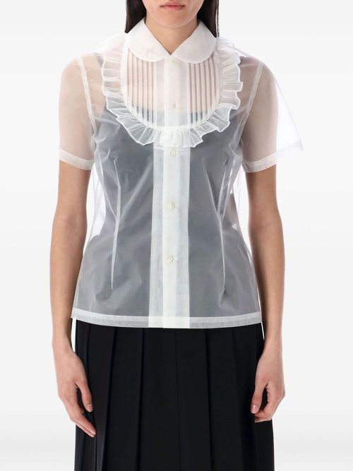Ruffled sheer shirt - White