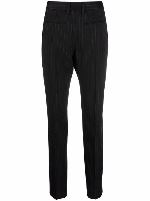 Pinstriped slim-cut trousers - Black