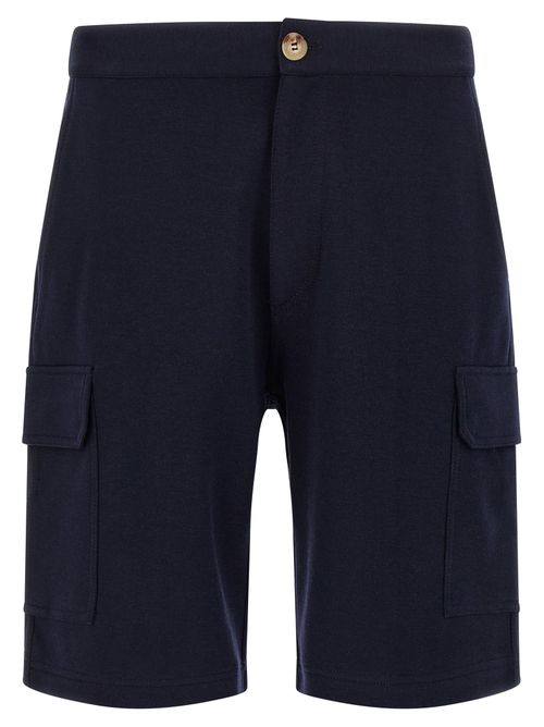 Cargo Cotton-Blend Bermuda Shorts — Navy