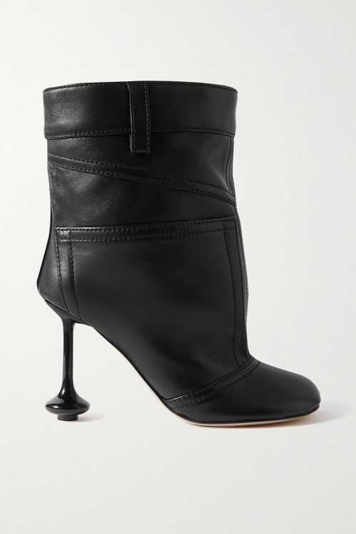 Toy Paneled Leather Ankle Boots - Black