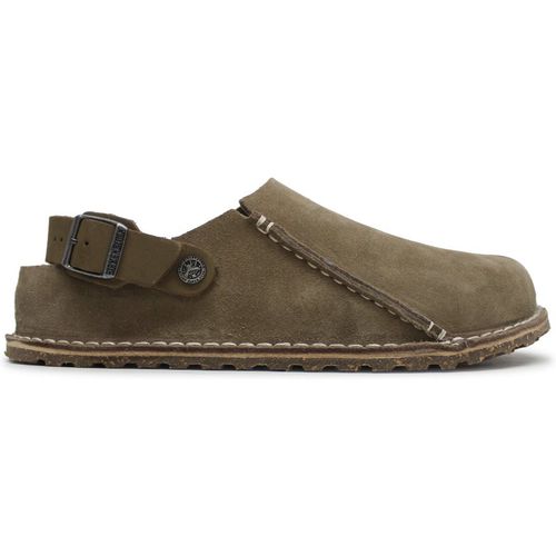 Birkenstock Lutry Premium Suede Leather Unisex Slippers Sandals - Gray Taupe - Size:UK 5
