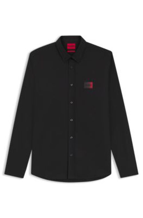 HUGO Relaxed-fit shirt in stretch-cotton canvas - Black Men's Casual hirt