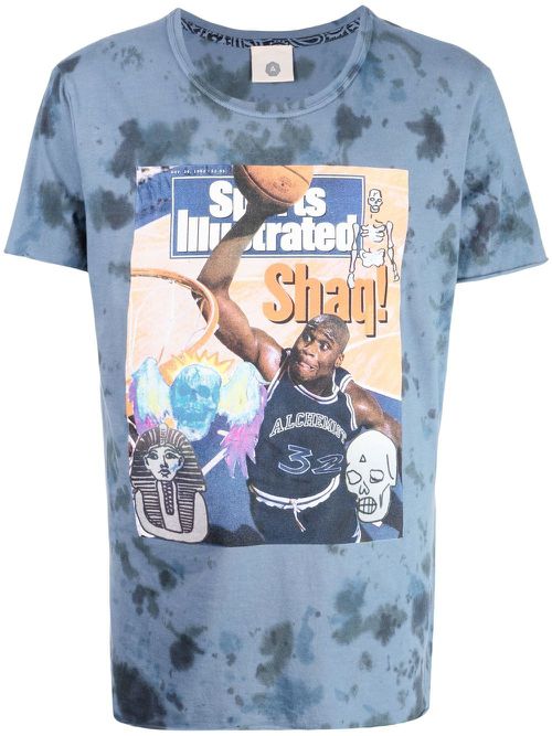 Graphic print tie-dye T-shirt - Blue