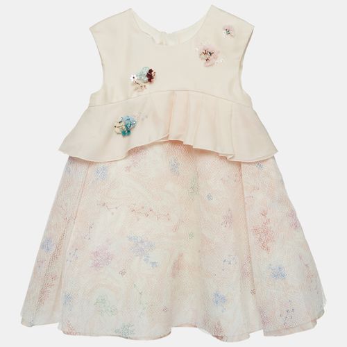 Baby Dior Pink Floral Embellished Silk Pleated Dre