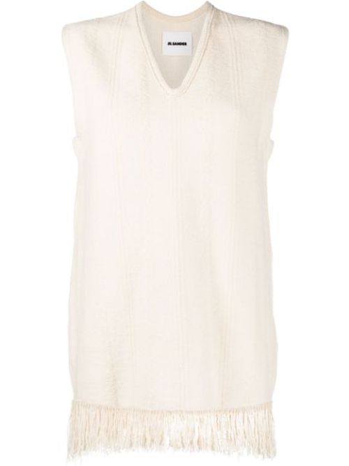 Fringed v-neck vest top