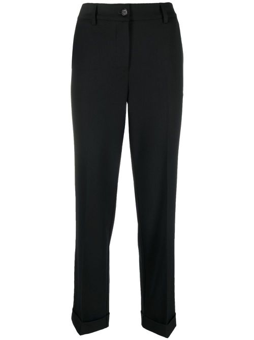 Mid-rise tailored straight trousers - Black