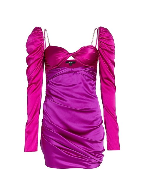 Women's Two-Tone Silk Satin Twist-Front Minidress - Fucshia Amethyst