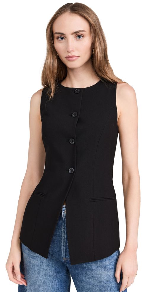 Leo Long Waistcoat Black