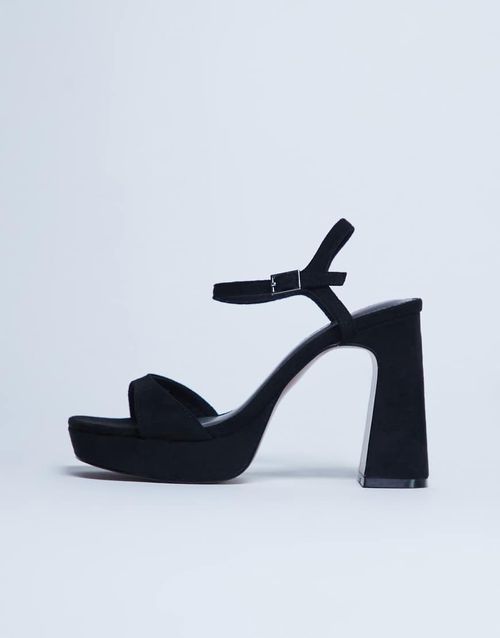 Faye chunky platform heeled sandals in black
