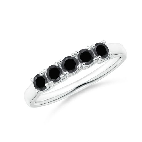Angara 0.55 Carat Half Eternity Five Stone Enhanced Black Diamond Wedding Ring in 14K White Gold