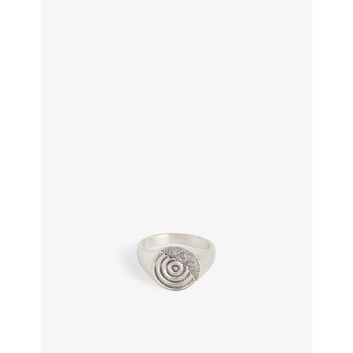 Mens Silver Orbit Engraved Sterling-silver Ring 