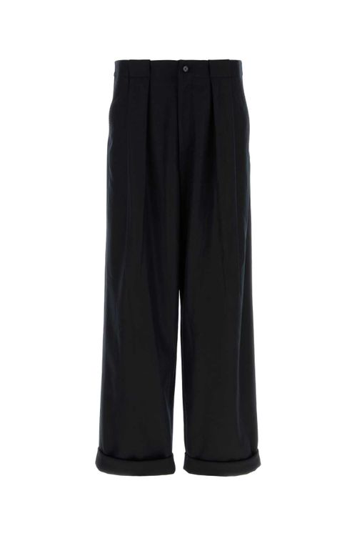 Virgin Wool Wide-Leg Trousers — Black