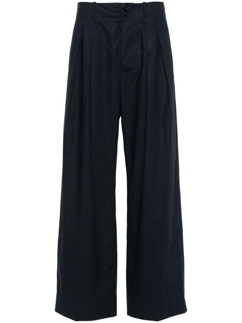 Pleated straight-leg trousers - Blue